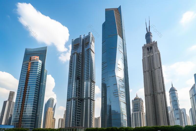 仰拍陆家嘴三大地标建筑,高清,摄影图,摄影图片,图片大全,摄影图免费下载